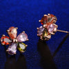 Earrings Copper Zircon Diamond Fivepointed Star Flower Natural Style