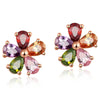 Earrings Copper Zircon Diamond Fivepointed Star Flower Natural Style