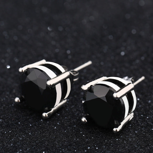 Earrings Copper Zircon Geometric Inlay Style