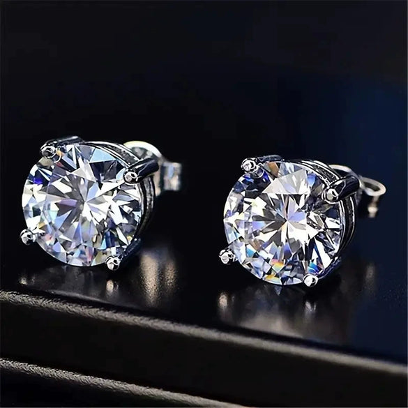 Earrings Copper Zircon Geometric Inlay Style
