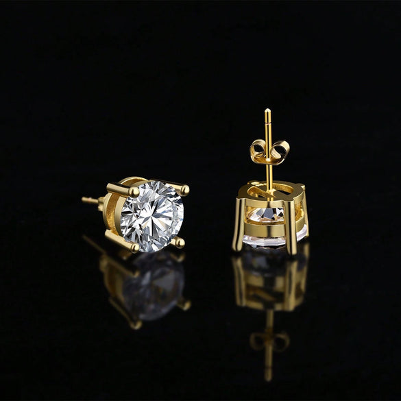 Earrings Copper Zircon Geometric Inlay Style