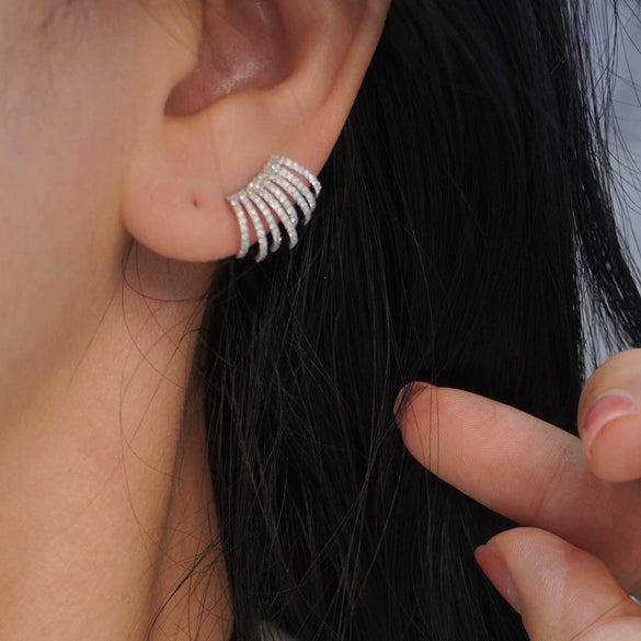 Earrings Copper Zircon Geometric Style