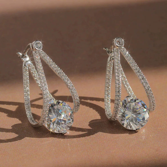 Earrings Copper Zirconia Geometric Style Women's Jewelry