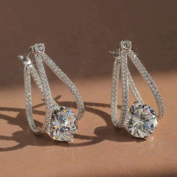 Earrings Copper Zirconia Geometric Style Women's Jewelry