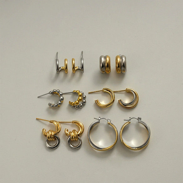 Earrings Ear Cuffs Copper Twotone Round Bead Cring Ushaped Electroplated Fashion Minimalist Style Unisex Ear Accessories