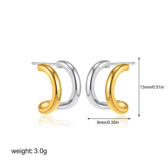 Earrings Ear Cuffs Copper Twotone Round Bead Cring Ushaped Electroplated Fashion Minimalist Style Unisex Ear Accessories
