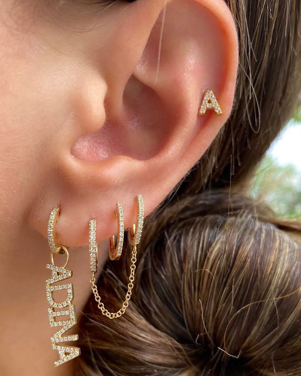 Earrings Environmental Protection Copper Inlaid Zircon Real Gold Plating Geometric Style