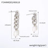 Earrings Freshwater Pearl 316L Stainless Steel Geometric Asymmetric Long And Short Chain Electroplated