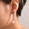 Earrings Freshwater Pearl 316L Stainless Steel Geometric Asymmetric Long And Short Chain Electroplated
