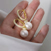 Earrings Imitation Pearl Copper Inlaid Zircon Geometric Elegant