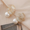 Earrings Imitation Pearl Flower Inlaid Light Luxury Elegant For Women