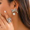 Earrings Imitation Pearls Bow Tie Geometric Electroplating For Women
