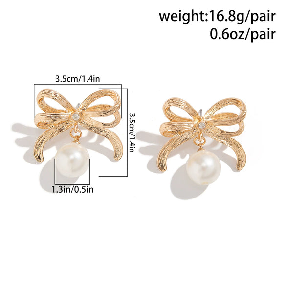 Earrings Imitation Pearls Bow Tie Geometric Electroplating For Women