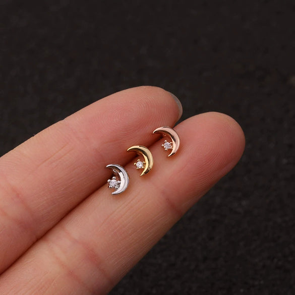 Earrings Metal Inlaid Zircon Flowers Style