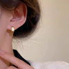 Earrings Mixed Material French Retro Wiredrawing Electroplating Women's