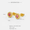 Earrings Mixed Material Inlaid Ruby Geometric Flower Electroplated For Women