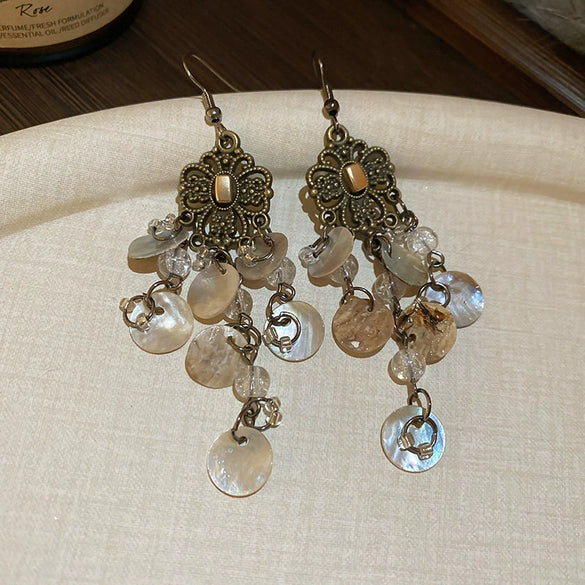 Earrings Mixed Materials Flower Geometric Electroplating Bohemian Seaside Resort Style