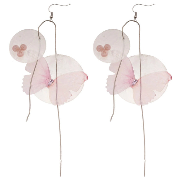 Earrings Mixed Materials Geometric Zircon Butterfly Tassel