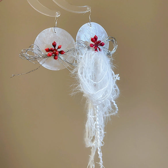 Earrings Mixed Materials Geometric Zircon Butterfly Tassel