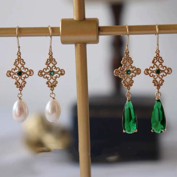 Earrings Natural Freshwater Pearl Drop Shape 14K Gold Plated Copper