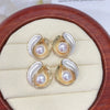 Earrings Natural Freshwater Pearl Retro Oblate Flat Round Bun Round 18K Goldfilled Sterling Silver For Women