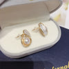 Earrings Natural Freshwater Pearl Retro Oblate Flat Round Bun Round 18K Goldfilled Sterling Silver For Women