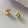 Earrings Natural Freshwater Pearl Square Oblate Silver Design