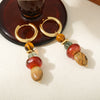 Earrings Natural Stone Red Aventurine Green Aventurine Red Agate Geometric Handmade Original Design