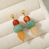 Earrings Natural Stone Red Aventurine Green Aventurine Red Agate Geometric Handmade Original Design