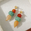 Earrings Natural Stone Red Aventurine Green Aventurine Red Agate Geometric Handmade Original Design