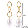 Earrings Pearl Chain Retro Geometric Metal Electroplated For Women
