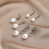 Earrings Pearl Chain Retro Geometric Metal Electroplated For Women