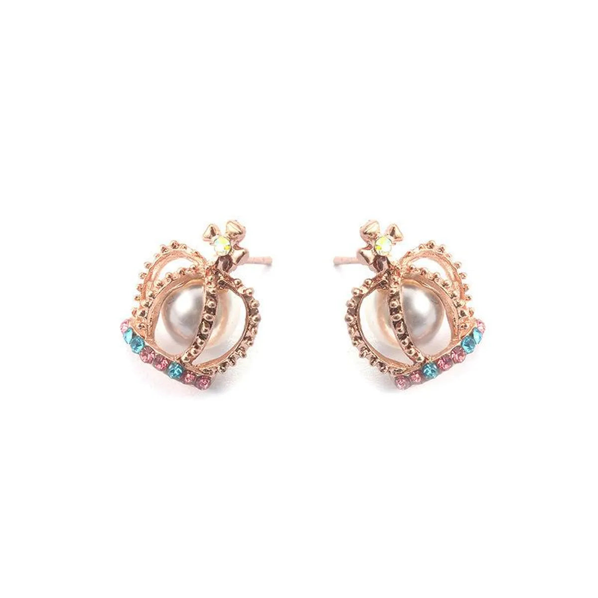 Earrings Pearl Cross Earrings Colored Diamond Crown Earrings Women'S Earrings