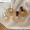 Earrings Plastic Resin Geometric Handmade Vintage Bamboo Straw Style