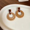 Earrings Plastic Resin Geometric Handmade Vintage Bamboo Straw Style