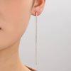 Earrings S925 Silver Copper 18K Geometric Long Tassel Small Square Zircon Diamond