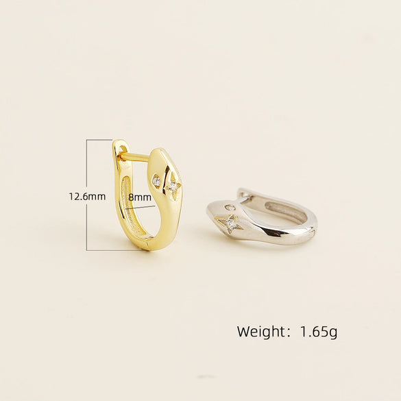 Earrings S925 Silver Fourpoint Star Electroplated Light Luxury For Women