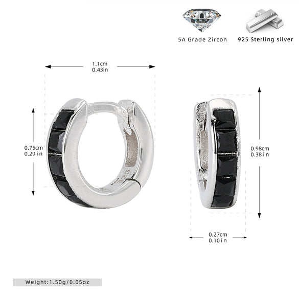 Earrings S925 Silver Geometric Light Luxury Inlaid Zircon