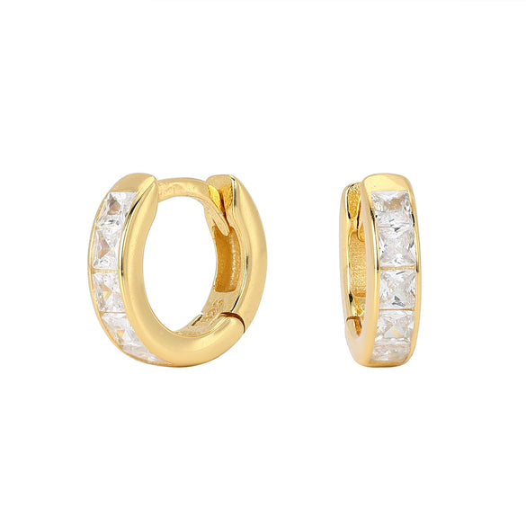 Earrings S925 Silver Geometric Light Luxury Inlaid Zircon