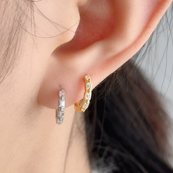 Earrings S925 Silver Geometric Trapezoidal Electroplated Highend