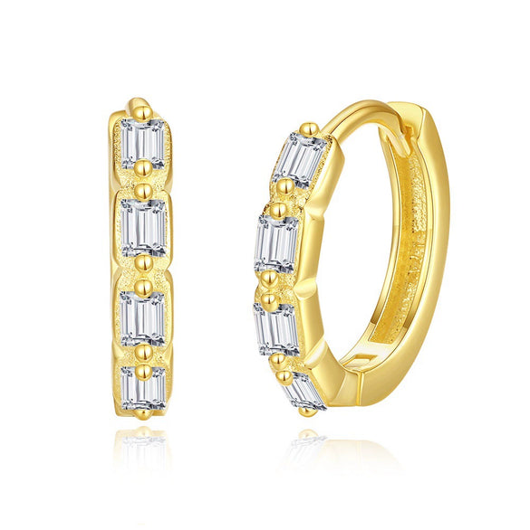 Earrings S925 Silver Geometric Trapezoidal Electroplated Highend