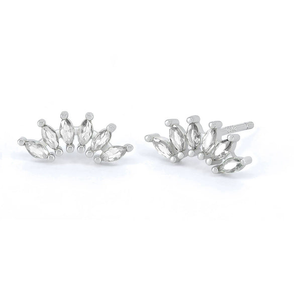 Earrings S925 Silver Needle Copper Crown Geometric Ins Style Electroplating
