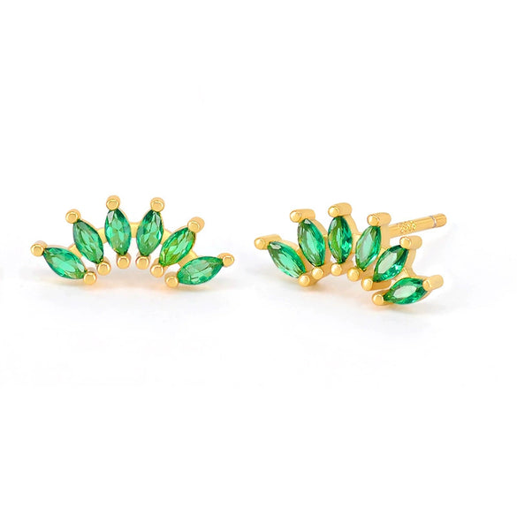 Earrings S925 Silver Needle Copper Crown Geometric Ins Style Electroplating