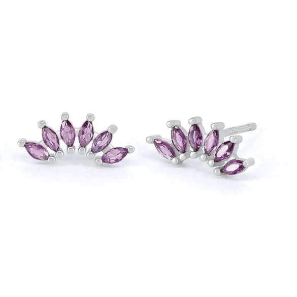 Earrings S925 Silver Needle Copper Crown Geometric Ins Style Electroplating