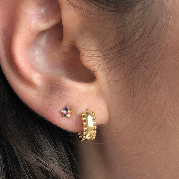 Earrings S925 Silver Needle Copper Geometric Round Bead Electroplating Design For Men And Women