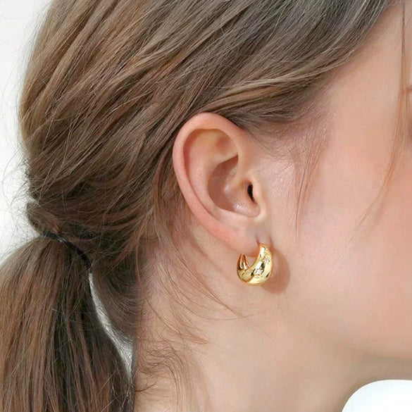 Earrings S925 Silver Needle Copper Zircon Geometric U Shape New Retro Light Luxury Allmatch