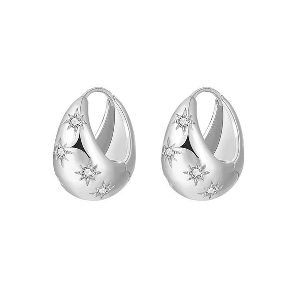Earrings S925 Silver Needle Copper Zircon Geometric U Shape New Retro Light Luxury Allmatch