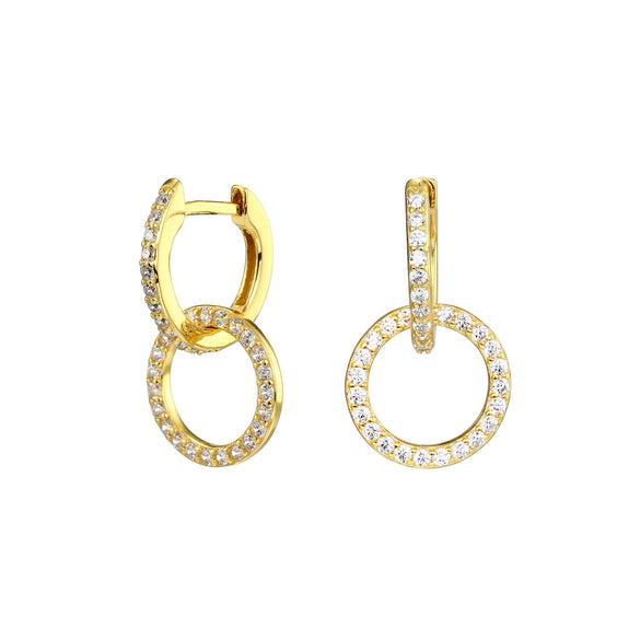 Earrings S925 Sterling Silver Geometric Zircon Inlaid