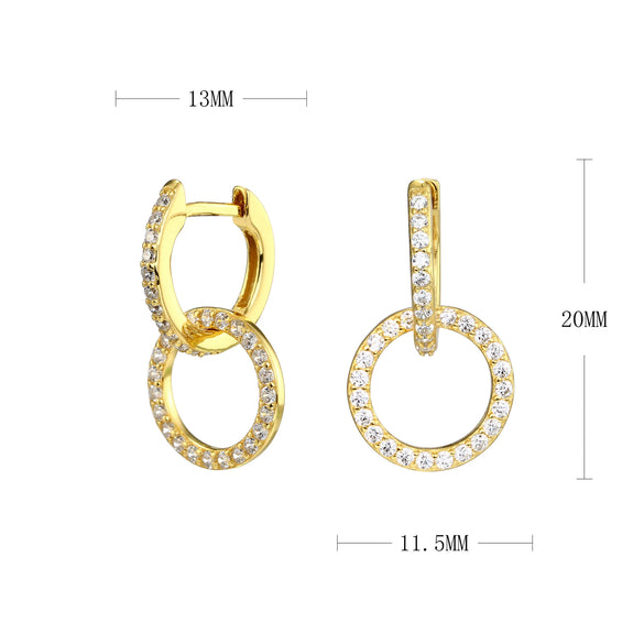 Earrings S925 Sterling Silver Geometric Zircon Inlaid