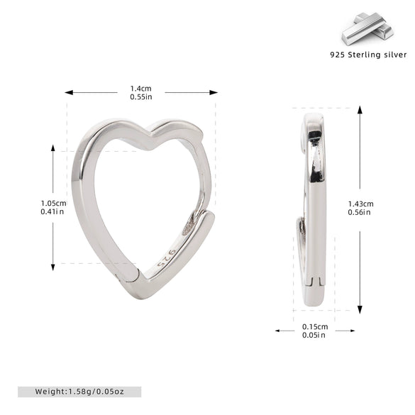 Earrings S925 Sterling Silver Heart Design Electroplated Small Fresh Style